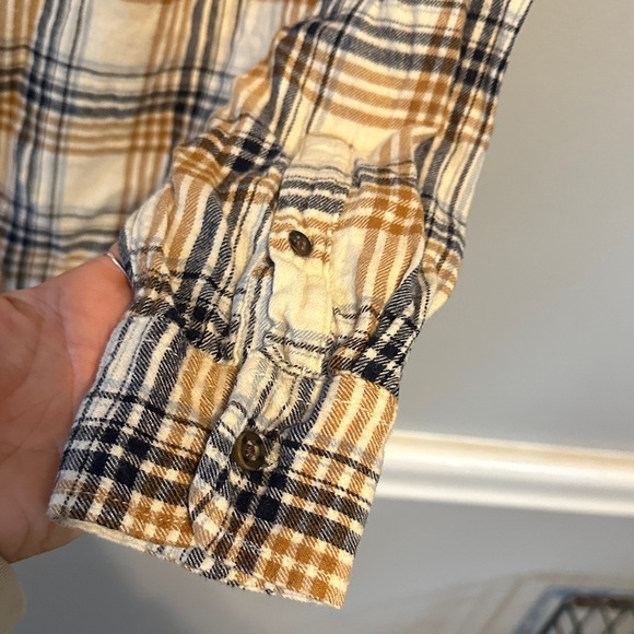 George Tan and Black Plaid Button Down Shirt - Picture 9 of 12